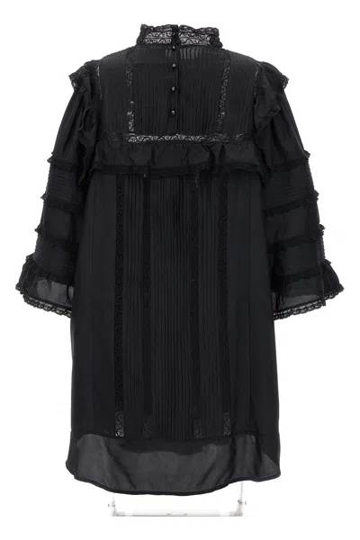 Isabel Marant Zakae Ruffle-trimmed Silk Minidress In Black