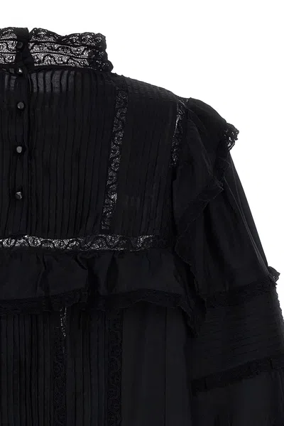 Isabel Marant Zakae Ruffle-trimmed Silk Minidress In Black