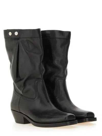 Isabel Marant 'ademe' Black Biker Boots With Buttons In Black