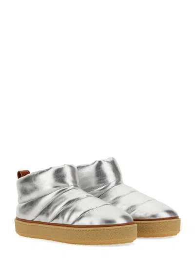 Isabel Marant "eskee" Flat Sole Metallic Finish Boots In Silver