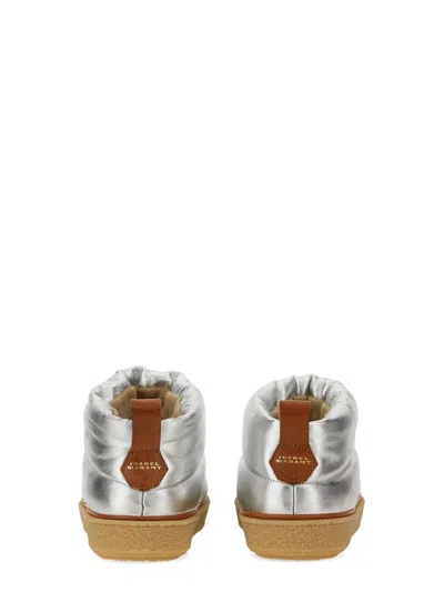 Isabel Marant "eskee" Flat Sole Metallic Finish Boots In Silver