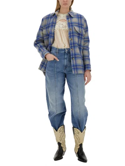 Isabel Marant Vetan Faded Cotton Denim Straight Jeans In Blue