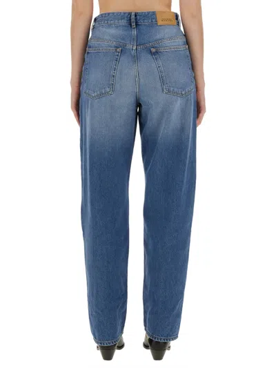 Isabel Marant Vetan Faded Cotton Denim Straight Jeans In Blue