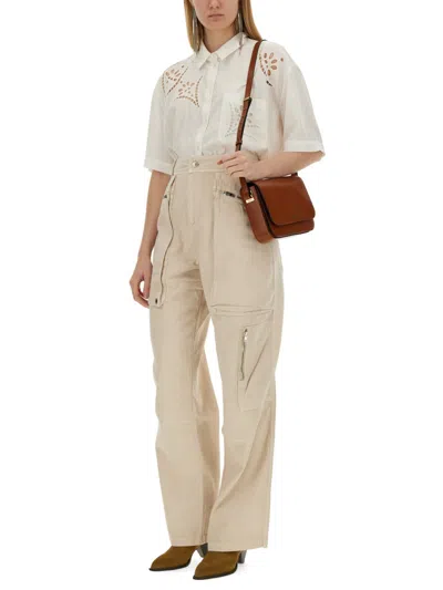 Isabel Marant High Waist Wide Leg Zip Pockets Trousers In Multicolor