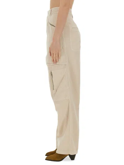 Isabel Marant High Waist Wide Leg Zip Pockets Trousers In Multicolor