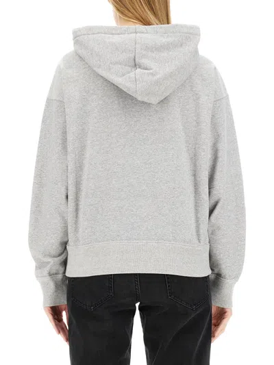 Isabel Marant Sylla Logo Embroidered Drawstring Hoodie In Gray