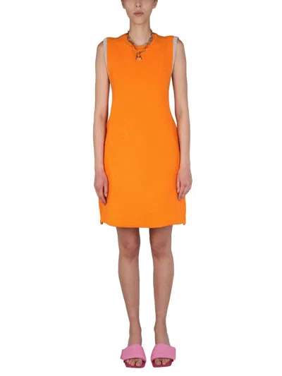 Jacquemus Sorbetto Knitted Mini Dress In Orange
