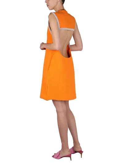 Jacquemus Sorbetto Knitted Mini Dress In Orange