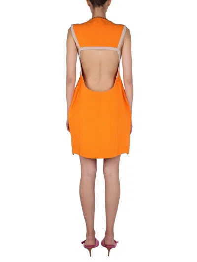 Jacquemus Sorbetto Knitted Mini Dress In Orange