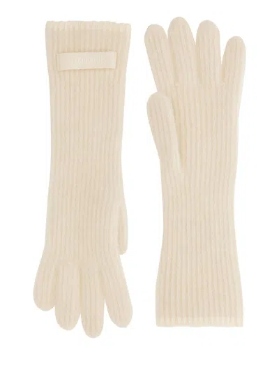 Jacquemus Women Grosgrain Logo Gloves In Cream