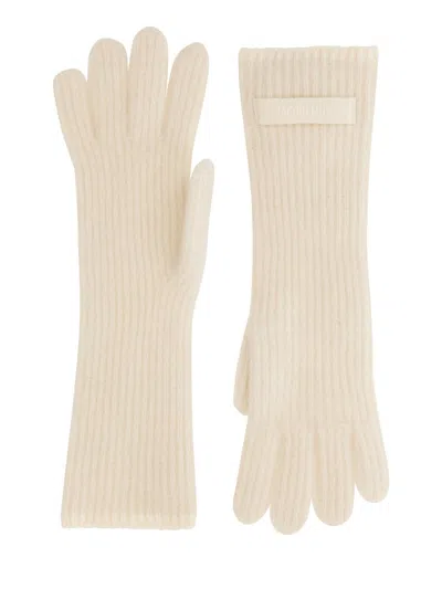 Jacquemus Women Grosgrain Logo Gloves In Cream