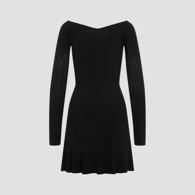 Jacquemus Womens Black Logo-plaque Slim-fit Knitted Mini Dress In Black