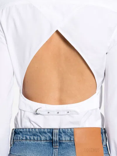 Jacquemus White Blouse With Cut-out Detail And Adjustable Waistband In White
