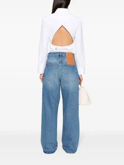 Jacquemus White Blouse With Cut-out Detail And Adjustable Waistband In White