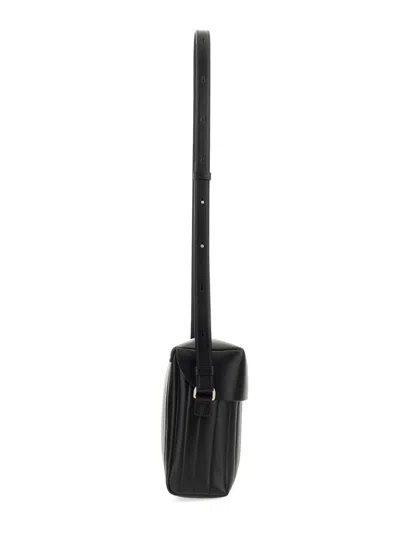 Jil Sander Black Leather Lid Bag With Adjustable Strap In Black