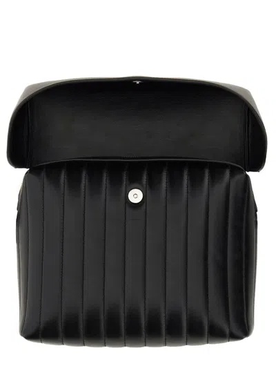 Jil Sander Black Leather Lid Bag With Adjustable Strap In Black