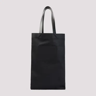 Jil Sander Black Tote Bag With Logo Print In Canvas Woman In Black