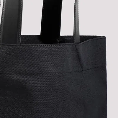 Jil Sander Black Tote Bag With Logo Print In Canvas Woman In Black