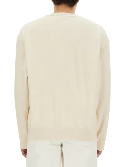Jil Sander Logo Print Crewneck Sweatshirt In Cream