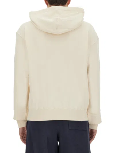 Jil Sander Casual Hooded Sweatshirt With Subtle Logo In Cream