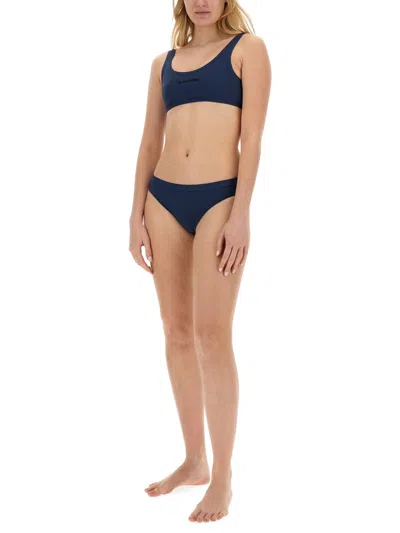 Jil Sander Mid-rise Bikini Brief Bottom In Blue