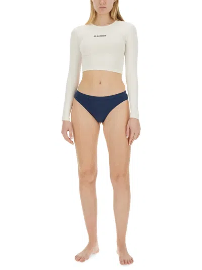Jil Sander Mid-rise Bikini Brief Bottom In Blue