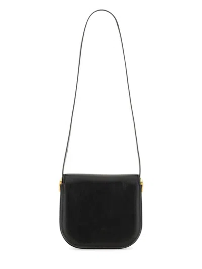 Jil Sander Leather Coin Shoulder Bag With Gold-tone Clasp In Black