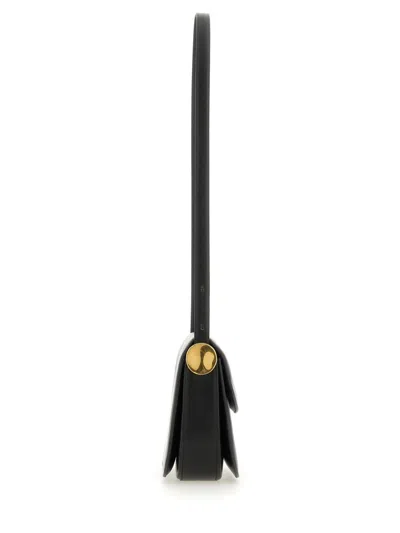 Jil Sander Leather Coin Shoulder Bag With Gold-tone Clasp In Black
