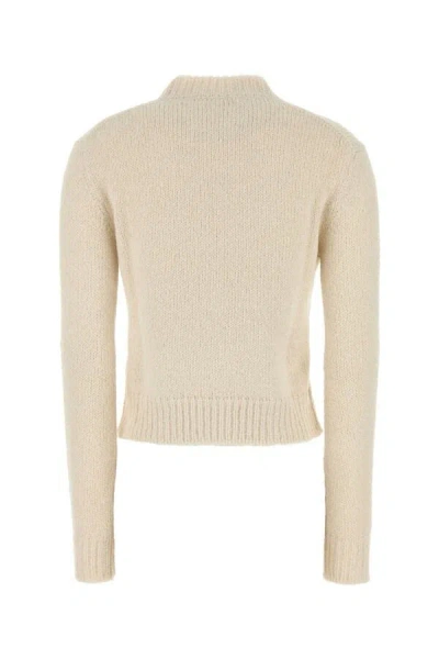 Jil Sander Alpaca Blend Sweater Crew Neck Long Sleeves In White