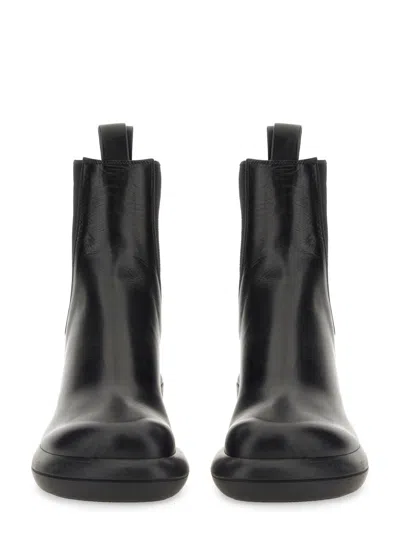 Jil Sander Elasticated-panel Leather Boots In Black