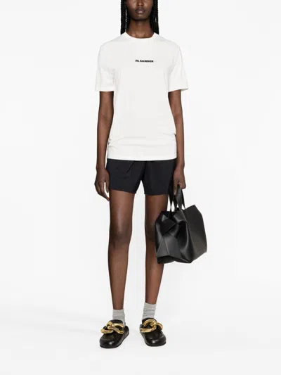 Jil Sander White T-shirt With Contrasting Logo Print In Multicolor