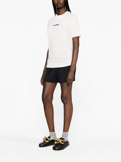 Jil Sander White T-shirt With Contrasting Logo Print In Multicolor