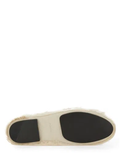 Jil Sander Pointed-toe Low Calfskin Slipper With Textured Finish In Cream