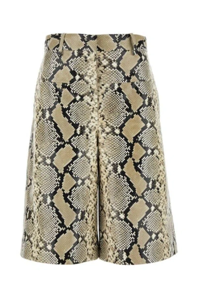 Jil Sander Printed Leather Bermuda Shorts In Multicolor