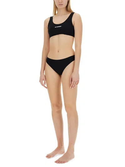 Jil Sander Logo Bikini Top In Black