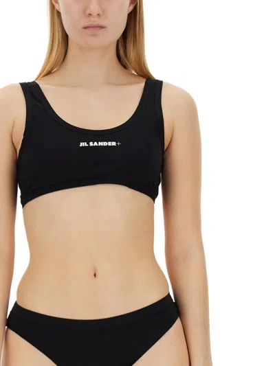 Jil Sander Logo Bikini Top In Black