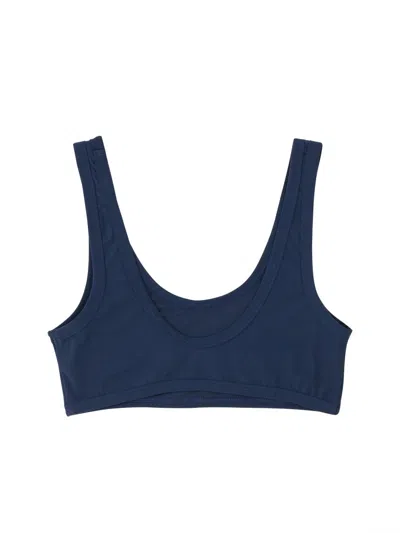 Jil Sander Scoop Neck Bikini Top With Thick Straps In Blue