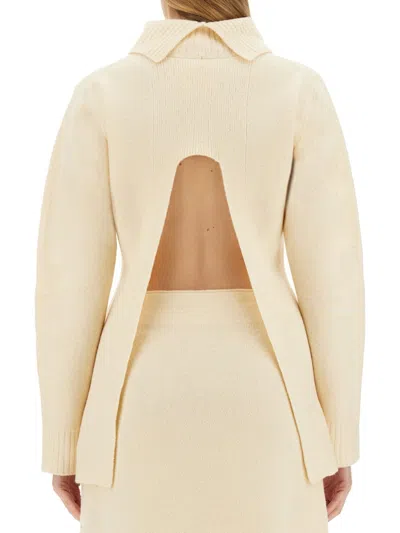Jil Sander Ribbed Turtleneck Shirt With Oversized Silhouette In Cream