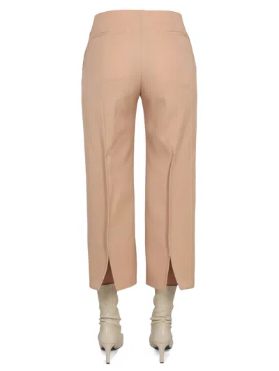 Jil Sander Wool Trousers With Slits And High Waist In Nude