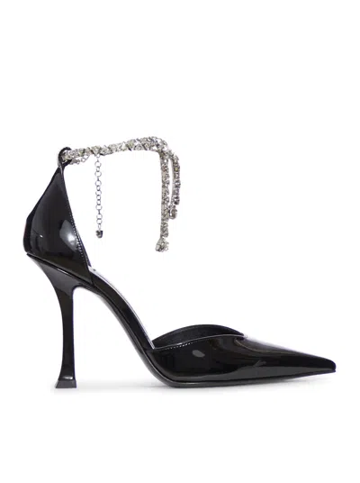 Jimmy Choo Stevie 100 Crystal-embellished Pumps In Patent Leather In Black