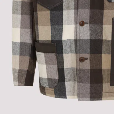Junya Watanabe Long-sleeved Checked Shirt In Black