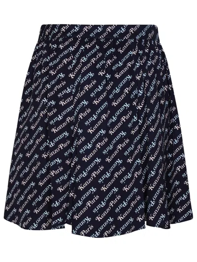Kenzo X Verdy Flared Miniskirt In Blue