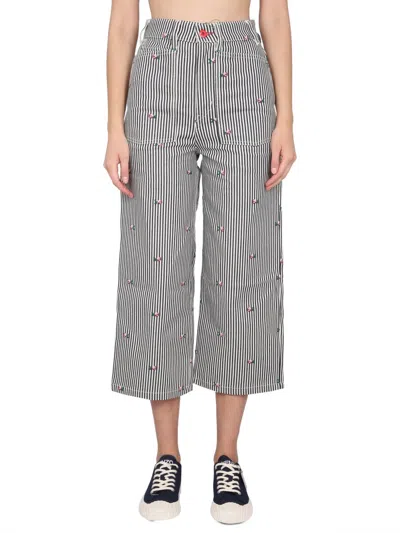 Kenzo Women Cropped Fit Jeans In Blue