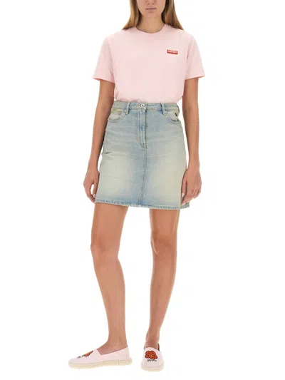 Kenzo Denim Miniskirt In Multicolor