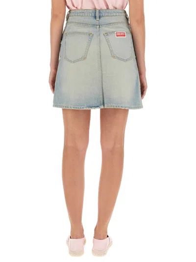 Kenzo Denim Miniskirt In Multicolor