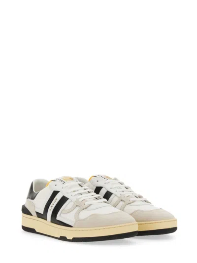 Lanvin Black And White Leather Clay Low Mesh Sneakers In White
