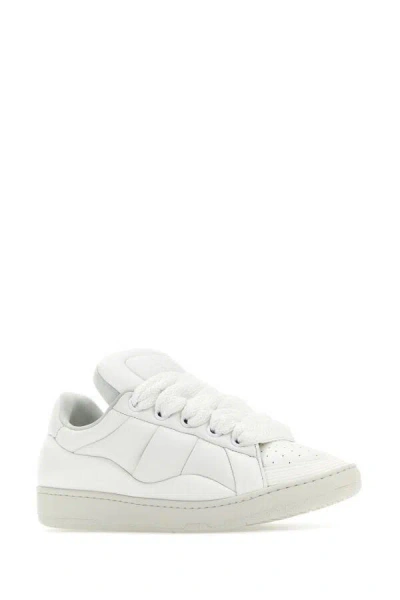 Shop Lanvin Men White Nappa Leather Curb Xl Sneakers