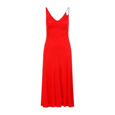 Lanvin Red Flame Sleeveless A-line Midi Dress In Red