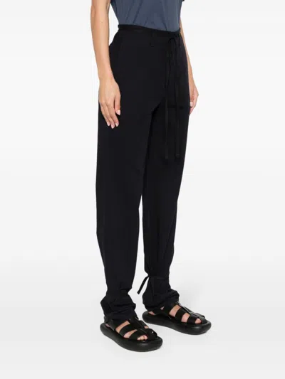 Lemaire Navy Blue Drawstring Trousers In Multicolor