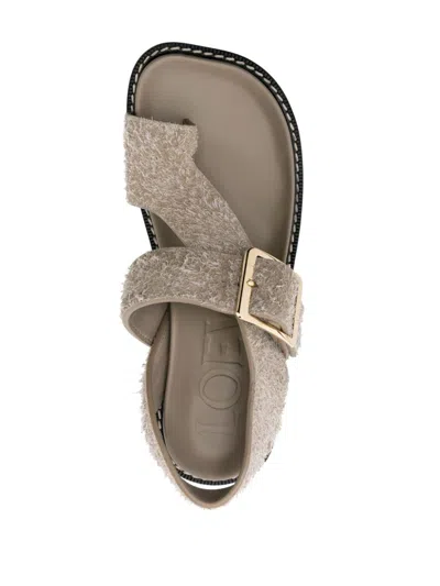 Loewe Khaki Open Toe Sandals In Multicolor